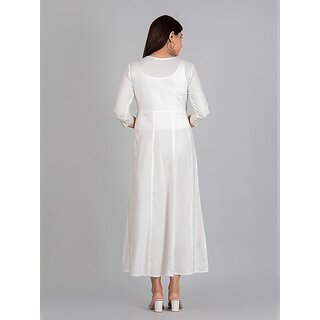 Premium Data - Not - Present Radhika Fashion White Viscose Solid Stitched Dress For Woman 2025 a