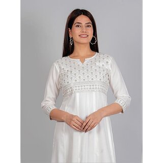Premium Data - Not - Present Radhika Fashion White Viscose Solid Stitched Dress For Woman 2025 a