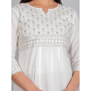 Premium Data - Not - Present Radhika Fashion White Viscose Solid Stitched Dress For Woman 2025 a