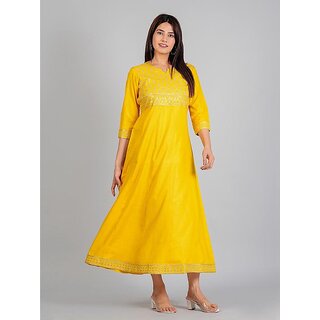 Top Data - Not - Present Radhika Fashion Mustard Viscose Solid Stitched Dress For Woman 2025 at 