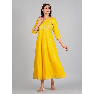 Top Data - Not - Present Radhika Fashion Mustard Viscose Solid Stitched Dress For Woman 2025 at 