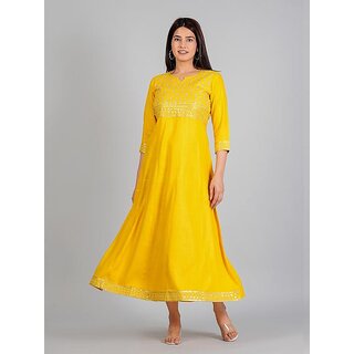 Top Data - Not - Present Radhika Fashion Mustard Viscose Solid Stitched Dress For Woman 2025 at 