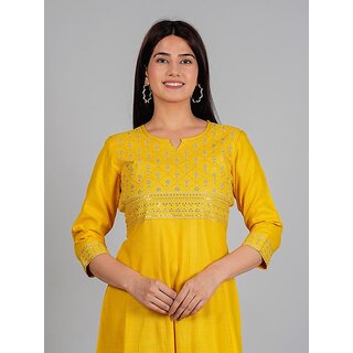 Top Data - Not - Present Radhika Fashion Mustard Viscose Solid Stitched Dress For Woman 2025 at 