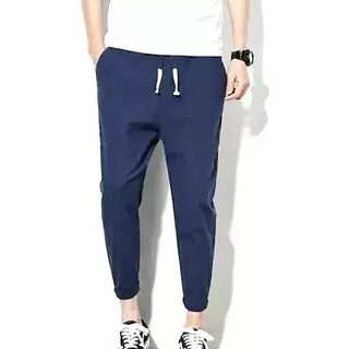 Premium Men Roundfeet Mens Solid Dark Blue Track Pants 2025 at ShopCircuit | ONDC