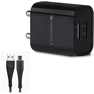 ZEBRONICS Zeb-MA5222 USB Charger Adapter with 1 Metre Micro USB Cable 2 USB Ports for Mobile Phone/Tablets (Black)_376clone.