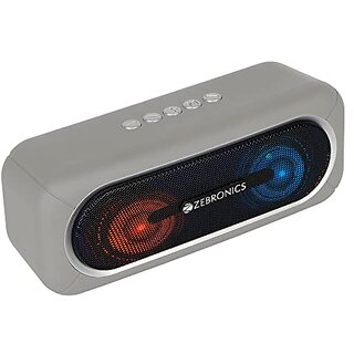 Zebronics ZEB-DELIGHT 20 Bluetooth v5.0 portable speaker with 10W RMS TWS function FM radio Call function supports USB microSD 5H backup built-in rechargeable battery AUX and RGB lights (GREY)_447clone.