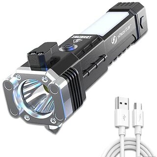 Torch Light,LED 3WTorch Light Rechargeable Torch Flashlight,Long Distance Beam Range Car Rescue Torch with Hammer Windo