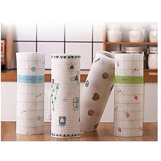 Qolixs Non Woven Reusable and Washable Kitchen Printed Tissue Roll Non-stick Oil Absorbing Paper Roll Kitchen Special Paper Towel Wipe