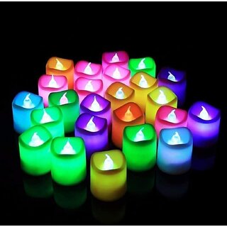 Minha Plastic Flameless  Smokeless Led Tealight Candles Set of 12 Battery Operated Flickering Led Lights Diya Electric Minha Plastic Flameless  Smokeless Led Tealight Candles Set of 12 Battery Operated Flickering Led Lights Diya Electric