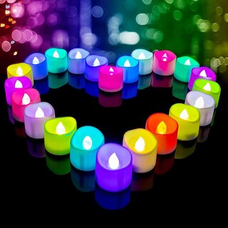 Plastic Flameless  Smokeless Led Tealight Candles Set of 6 Battery Operated Flickering Led Lights Diya Electric - Electricals | Buy online on ZillyBuy