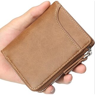 Fashlook Zipper Fold Artificial Leather Tan Wallet with 6 Card Slots - Handbags | Buy online on ZillyBuy