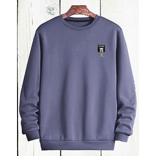 Fashlook Mens Grey Solid Round Neck Full Sleeve Sweatshirt
