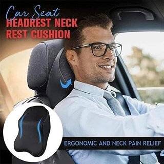 Black Headrest Pad with Memory Foam Pad for Head, Neck, and Rest Support set of 1
