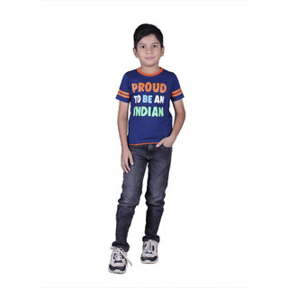 Elegant Data - Not - Present Kid Kupboard Cotton Boys T-Shirt, Dark Blue, Half-Sleeves, 8-9 Year