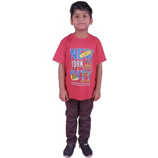 Sophisticated Data - Not - Present Kid Kupboard Cotton Boys T-Shirt, Pink, Half-Sleeves, 6-7 Yea