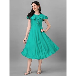 Trendy Women Parnavi Women Fit And Flare Light Green Dress 2025 at ShopCircuit | ONDC