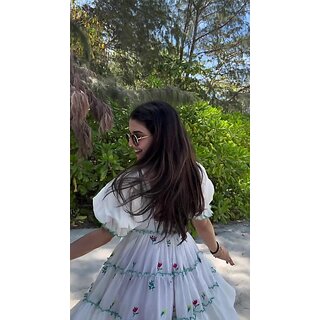 Latest Women Parnavi Women Fit And Flare White Dress 2025 at ShopCircuit | ONDC
