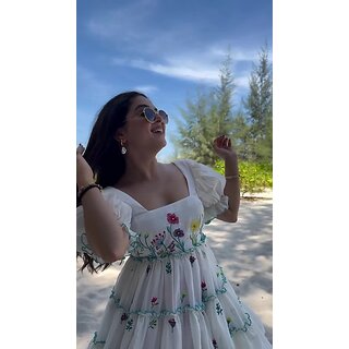 Latest Women Parnavi Women Fit And Flare White Dress 2025 at ShopCircuit | ONDC