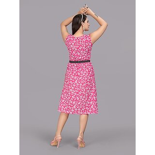 Modern Women Parnavi Women A-Line Pink Dress 2025 at ShopCircuit | ONDC