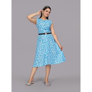 New Women Parnavi Women A-Line Blue Dress 2025 at ShopCircuit | ONDC