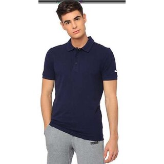 Latest Men Manav Enterprises Men Printed Polo Neck Poly Cotton Navy Blue T-Shirt 2025 at ShopCir