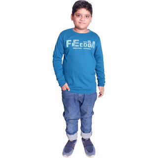 New Data - Not - Present Kid Kupboard Cotton Boys T-Shirt, Navy Blue, Full-Sleeves, 8-9 Years KI