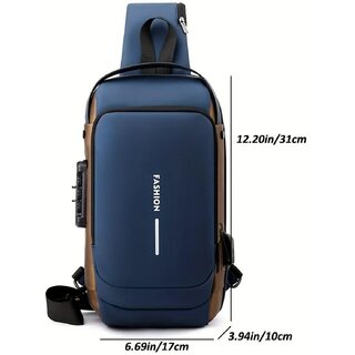 Manav Enterprises Chest Bag USB Men Crossbody Sling Bag Men Crossbody Bag For Men (Blue) - Handbags | Buy online on ZillyBuy