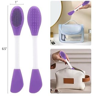 1 PCS Silicone Face Mask Brush Applicator 2 in 1 Soft Bristle Face Scrubber Beauty Tool Portable Facial Cleansing Brush Applicator for Mud Clay Charcoal Mixed Mask DIY Modeling Mask Body Lotion