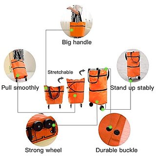 Foldable Shopping Trolley Bag with Wheels Waterproof Folding Travel Luggage Bag/Vegetable Grocery Shopping Trolley Carry Bag Outdoor Travel Bag for Girls Women Men