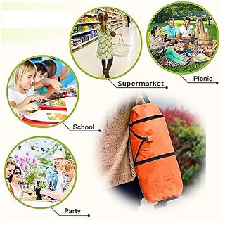 Foldable Shopping Trolley Bag with Wheels Waterproof Folding Travel Luggage Bag/Vegetable Grocery Shopping Trolley Carry Bag Outdoor Travel Bag for Girls Women Men