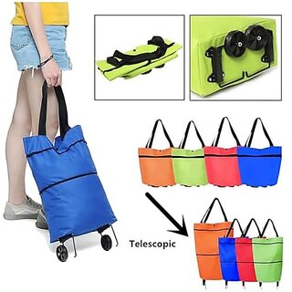 Foldable Shopping Trolley Bag with Wheels Waterproof Folding Travel Luggage Bag/Vegetable Grocery Shopping Trolley Carry Bag Outdoor Travel Bag for Girls Women Men