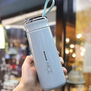 Water bottle 400ml leak proof, glass water bottle with daily water intake for gym and children, Nice Bottle