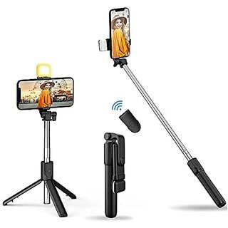 Shine Selfie Stick R1S 3-in-1 Multifunctional Bluetooth Extendable Selfie Sticks with Flash Detachable Wireless Remote Tripod Stand for Mobile Phones
