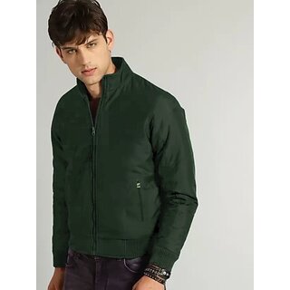 Fashlook Bomber Solid Full Sleeve Dark Green Jacket for Mens - Jackets & Coats | Buy online on ZillyBuy