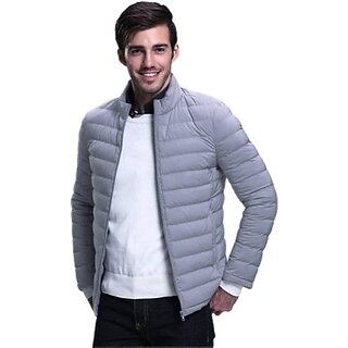 Fashlook Bomber Solid Full Sleeve Grey Jacket for Mens - Jackets & Coats | Buy online on ZillyBuy