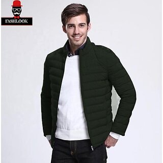 Fashlook Fluffy Solid Full Sleeve Dark Green Jacket for Mens - Jackets & Coats | Buy online on ZillyBuy