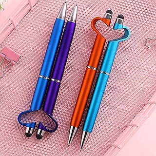 3 in 1 Ballpoint Pen with Mobile Stand Holder, Writing Pen, Stylus Pen for Touchscreen Phones and Tablets (Set of 2