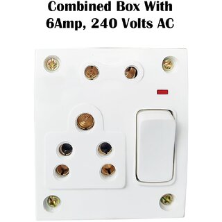 Combined Extension Box 1 Switch 2 Socket 6Amp pack of 2