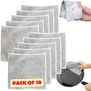 pack of 10 Non scratch Dish wash coths for kitchen, Metal wire cleaning cloth