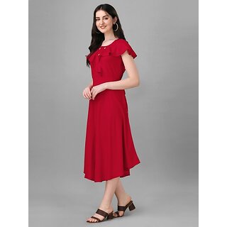 Latest Women Parnavi Women Fit And Flare Red Dress 2025 at ShopCircuit | ONDC