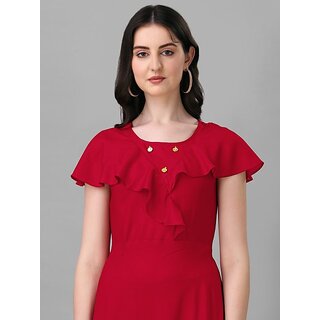 Latest Women Parnavi Women Fit And Flare Red Dress 2025 at ShopCircuit | ONDC