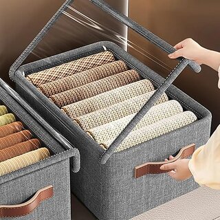 Wardrobe Clothes Storage Box With Cover Steel Frame Storage Box Clothes Sorting Storage Box - Home Improvement | Buy online on ZillyBuy