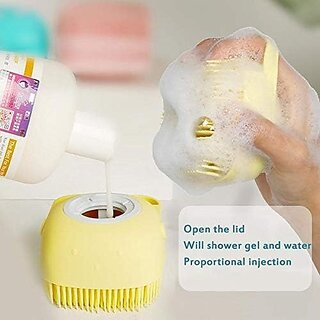 Body Scrubber with Soap Dispenser Brush, Silicone Exfoliating Brushes, Soft Body Exfoliator, Bath Loofah for Babies, Ki