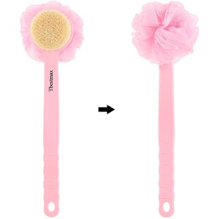 Loofah Back Scrubber Long Handle Shower Body Brush with Soft Mesh Sponge for Women Skin Exfoliating Bath, Massage
