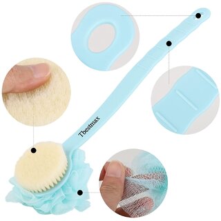 Loofah Back Scrubber Long Handle Shower Body Brush with Soft Mesh Sponge for Women Skin Exfoliating Bath, Massage
