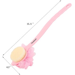 Loofah Back Scrubber Long Handle Shower Body Brush with Soft Mesh Sponge for Women Skin Exfoliating Bath, Massage