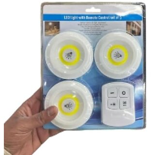 15-Year Warranty LED Light Set of 3 - Remote Control No Wiring Needed Switch Between Strong/Low Brightness Battery Operated Adhesive
