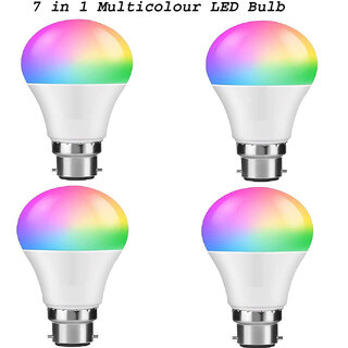7 in 1 Multicolour LED Bulb auto and Manual change pack of 4