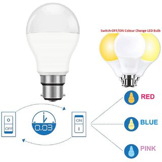7 in 1 Multicolour LED Bulb auto and Manual change pack of 4