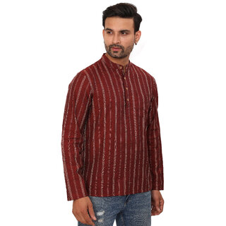 Latest Data - Not - Present Ecostyle Woven cotton long sleeves mens short kurta 2025 at ShopCirc